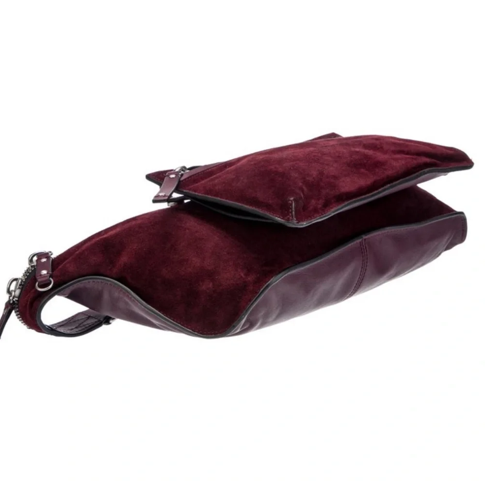 RAG & BONE suede crossbody waist/belt bag sling modular fanny pack large merlot - Picture 3 of 8